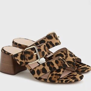 J. Crew Leopard Haircalf Block Heel Sandals